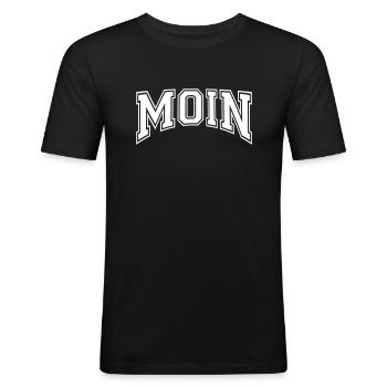 Moin College Look - Männer Slim Fit T-Shirt - Schwarz - Vorne - Nik (191cm)