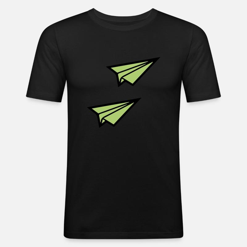 papierflieger 2 - Männer Slim Fit T-Shirt - Schwarz