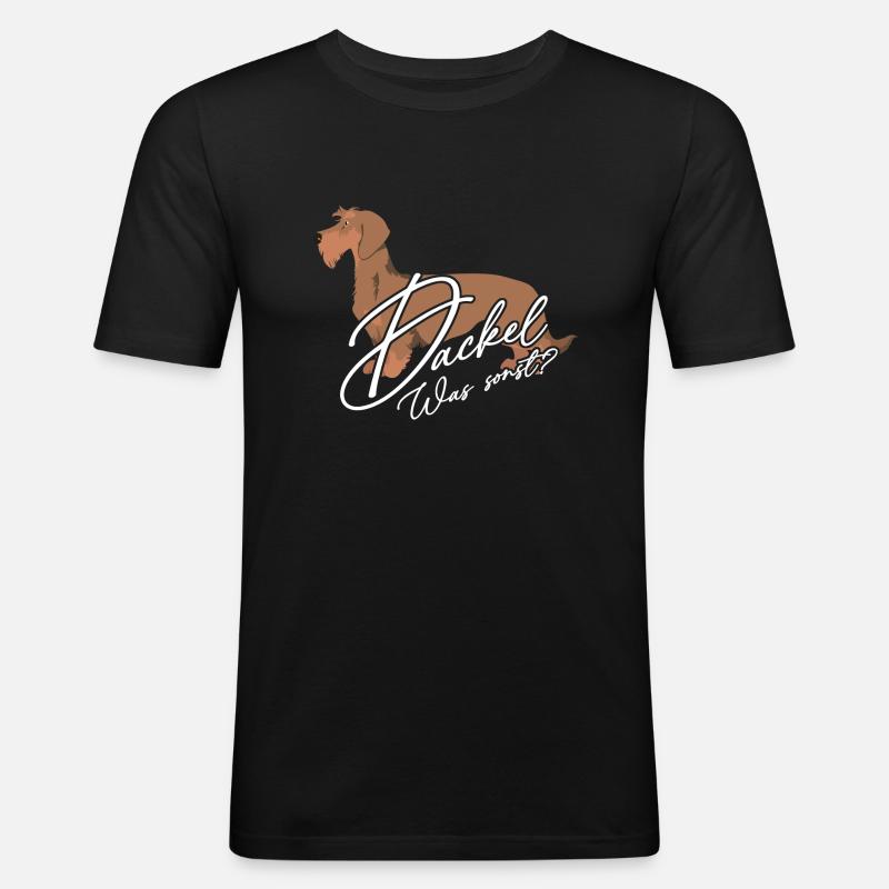 Dackel was sonst? - Männer Slim Fit T-Shirt - Schwarz