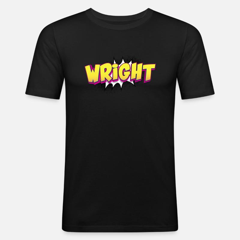 Wright benutzerdefinierter Name Comic-Buch-Stil Pop-Art, - Männer Slim Fit T-Shirt - Schwarz