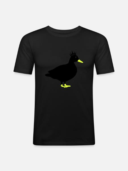ente comic king - Männer Slim Fit T-Shirt - Schwarz