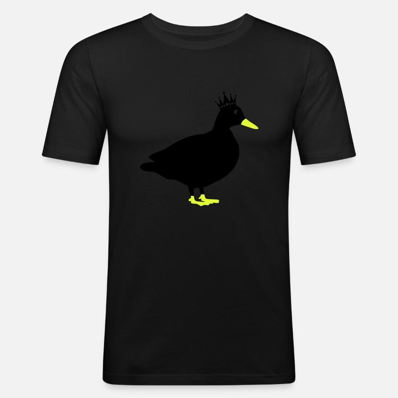 ente comic king - Männer Slim Fit T-Shirt - Schwarz