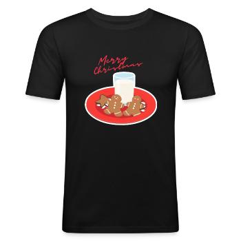 Nikolaus - Männer Slim Fit T-Shirt - Schwarz - Vorne - Nik (191cm)