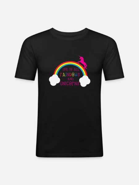Rainbows & Unicorns - Men's Slim Fit T-Shirt - black