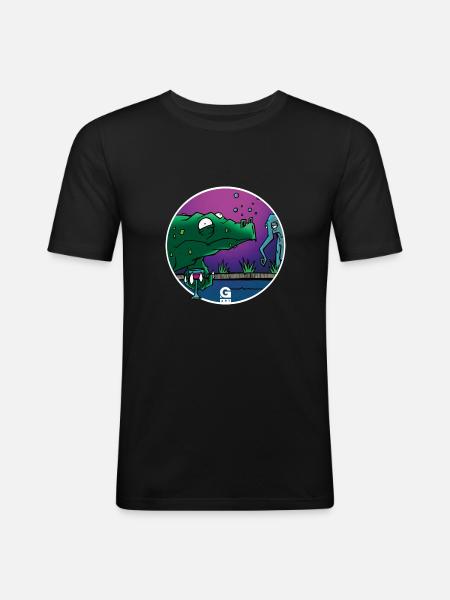 GIGGJOTT kuschelige Animationen - Männer Slim Fit T-Shirt - Schwarz