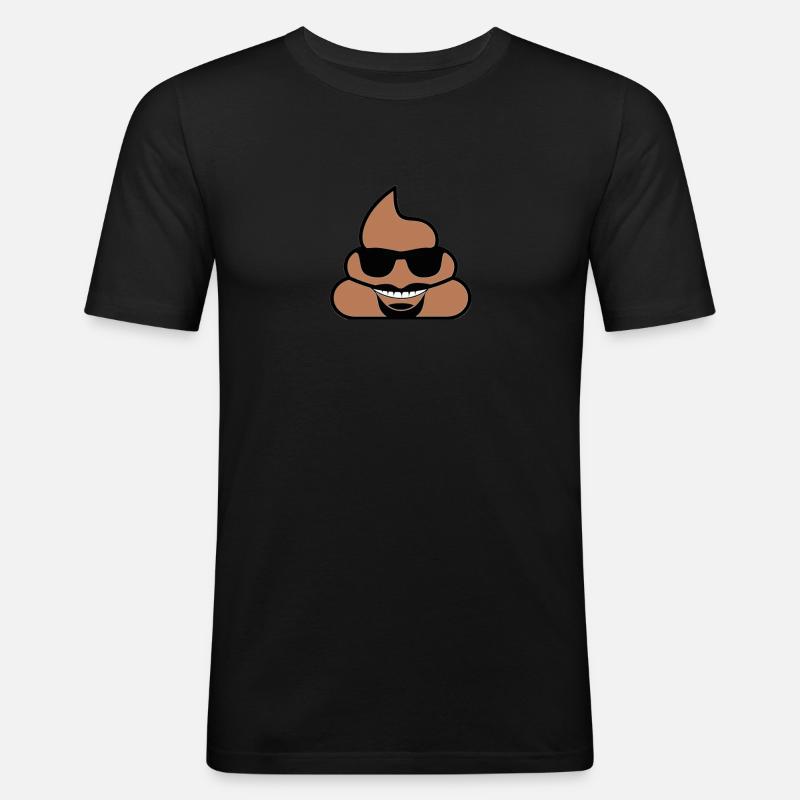 Poo mit Brille - Männer Slim Fit T-Shirt - Schwarz