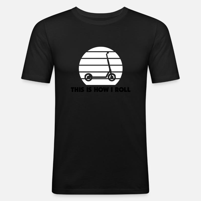 E-Scooter Roller Scooter - Männer Slim Fit T-Shirt - Schwarz