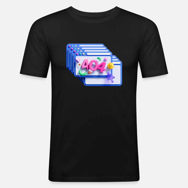 404-Fehlercode, 3d - Männer Slim Fit T-Shirt - Schwarz
