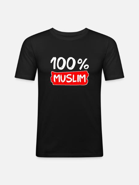 100% Muslim - Muslime - Islam - Männer Slim Fit T-Shirt - Schwarz