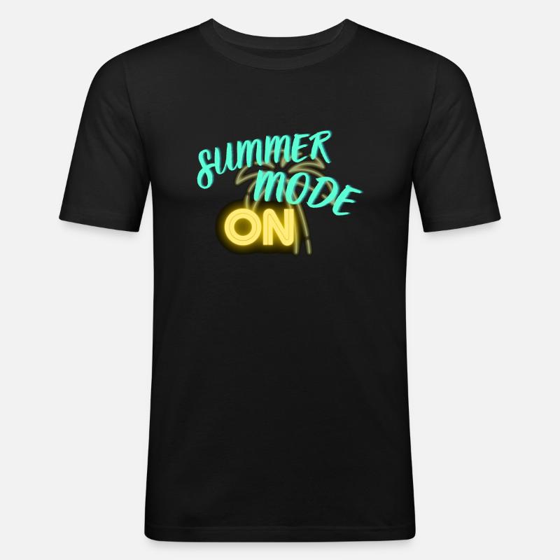 Sommermodus EIN - Männer Slim Fit T-Shirt - Schwarz