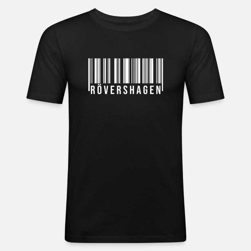 Rövershagen Strichcode - Männer Slim Fit T-Shirt - Schwarz