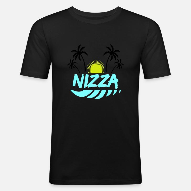 nizza - Männer Slim Fit T-Shirt - Schwarz