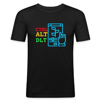CTL+ALT+DEL Männer Premium T-Shirt - Männer Slim Fit T-Shirt - Schwarz - Vorne - Nik (191cm)