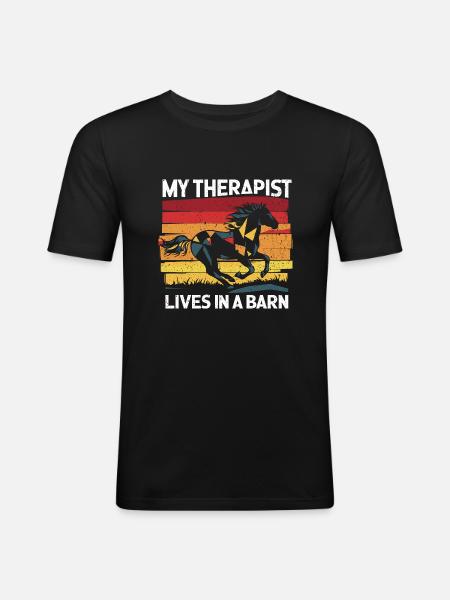 Pferdetherapie für die Seele - Männer Slim Fit T-Shirt - Schwarz
