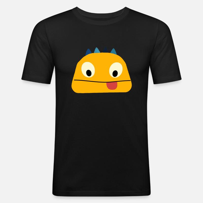 Glücklicher Dino - Männer Slim Fit T-Shirt - Schwarz