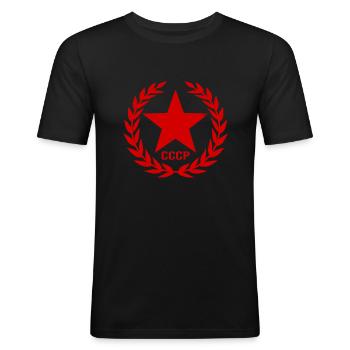 Sovjetunie SSSR Sovjetunie - Mannen slim fit T-shirt - zwart - Voor - Nik (191cm)