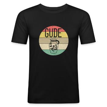 Gude Hessen Bembel Retro Vintage Shirt - Männer Slim Fit T-Shirt - Schwarz - Vorne - Nik (191cm)