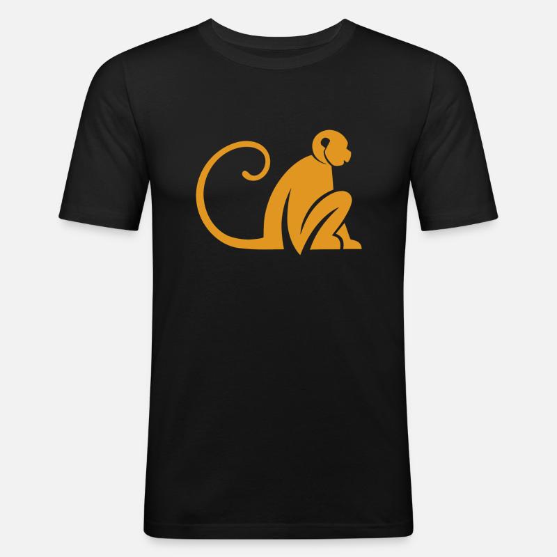 Universal Monkey Drawing (Golden) - Men's Slim Fit T-Shirt - black