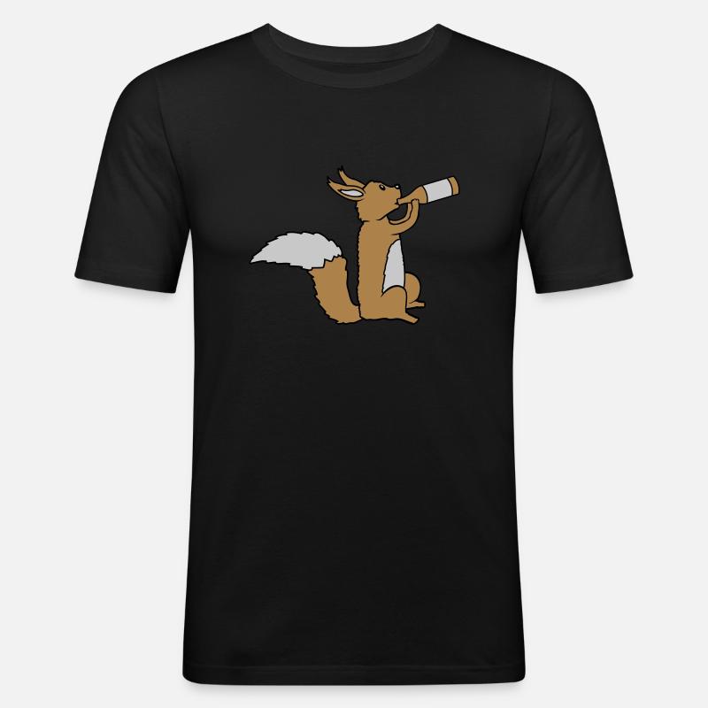 Écureuil buveur de bière - T-shirt près du corps Homme - noir
