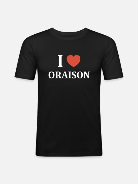 i love oraison - T-shirt près du corps Homme - noir