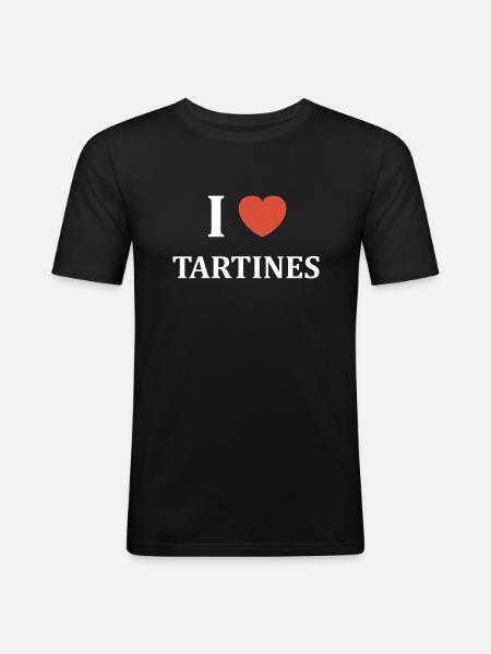 i love tartines - T-shirt près du corps Homme - noir