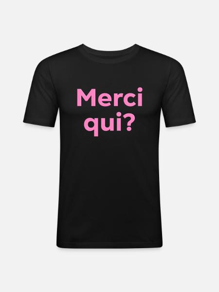 Merci qui - T-shirt près du corps Homme - noir