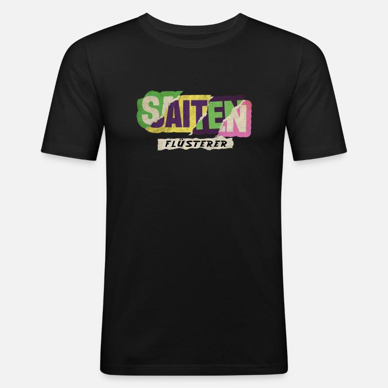 Saiten Flüsterer - Männer Slim Fit T-Shirt - Schwarz