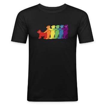 Bären Party, Pride Outfit - Männer Slim Fit T-Shirt - Schwarz - Vorne - Nik (191cm)