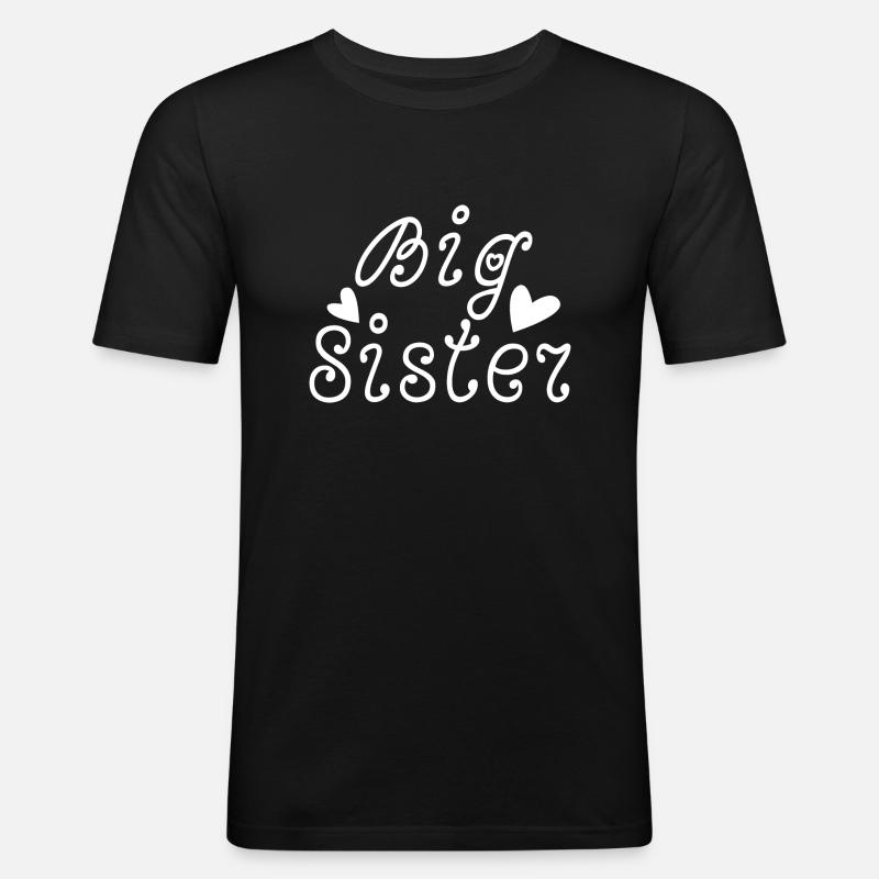 große Schwester - Männer Slim Fit T-Shirt - Schwarz