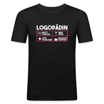 Logopädie Logopädin - Männer Slim Fit T-Shirt - Schwarz - Vorne - Nik (191cm)