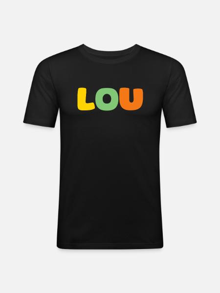 Name - Lou - Männer Slim Fit T-Shirt - Schwarz