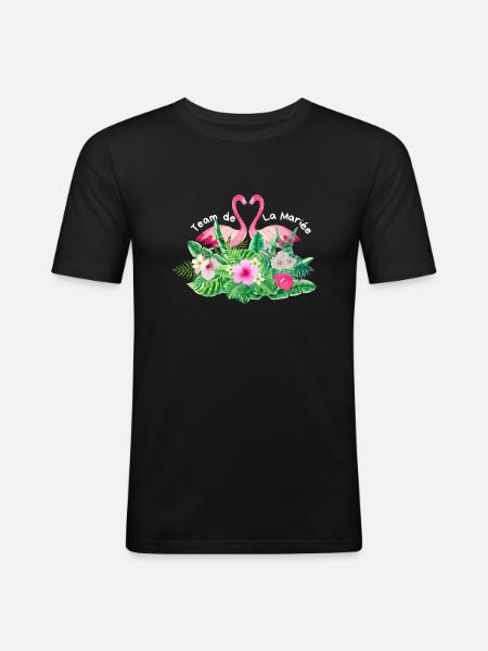 Tropical Flamingo Bridal Team - Men's Slim Fit T-Shirt - black