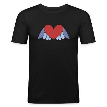 Heart with wings - Men's Slim Fit T-Shirt - black - Front - Nik (191cm)