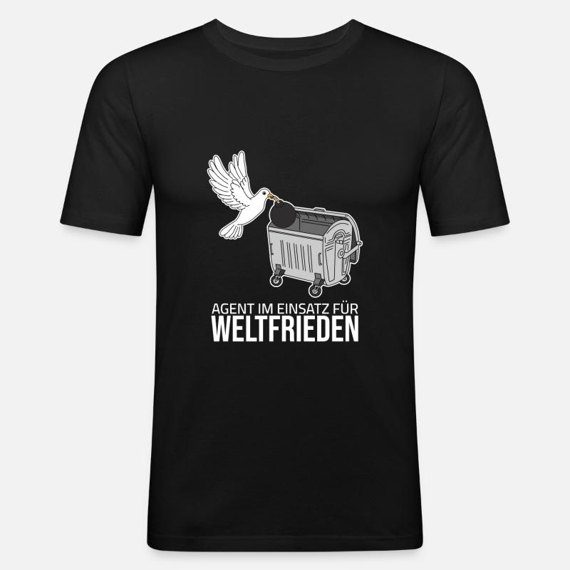 Weltfrieden - Agent im Einsatz - Männer Slim Fit T-Shirt - Schwarz