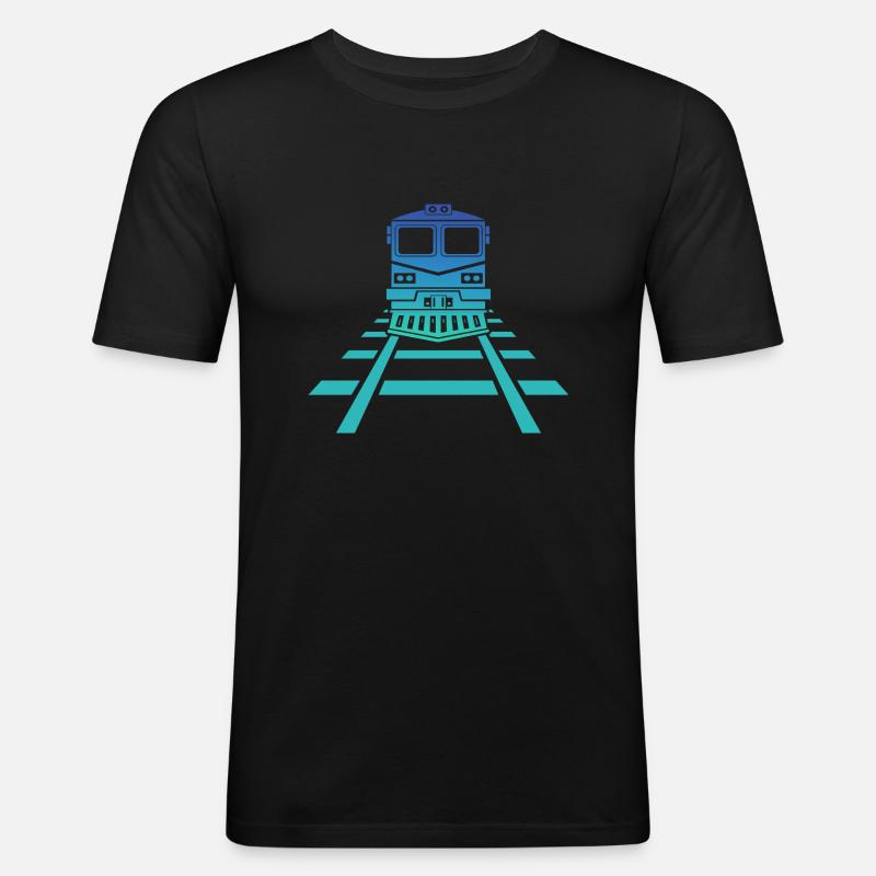 Eisenbahn Bahnhof Eisenbahner Modellbahn - Männer Slim Fit T-Shirt - Schwarz