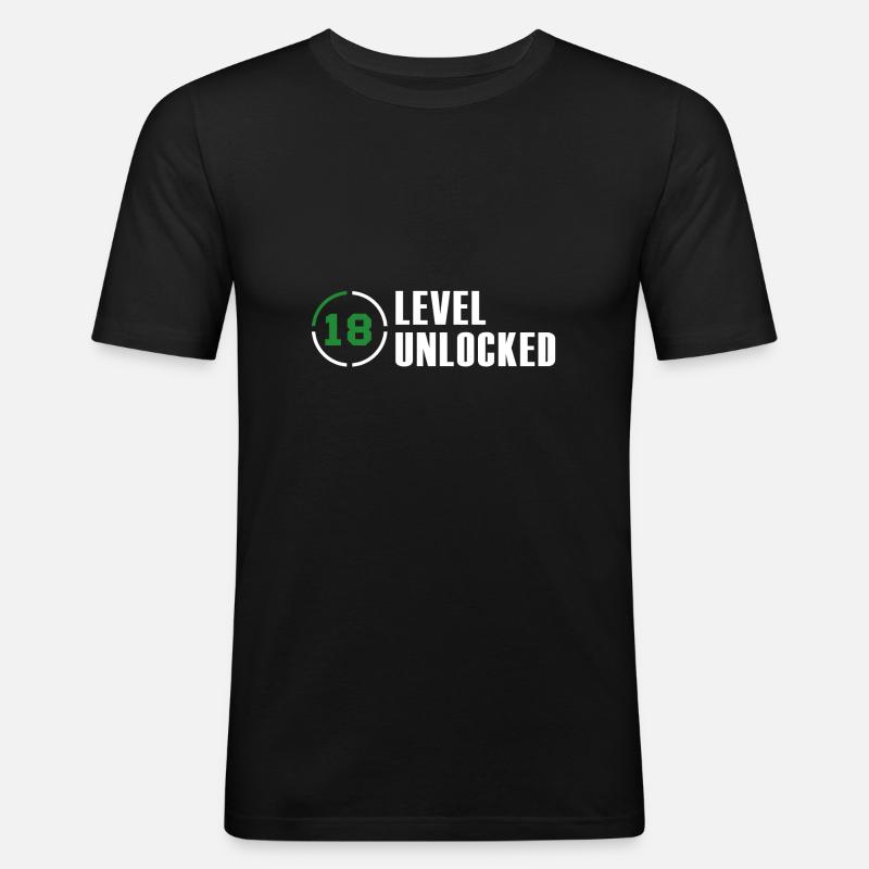 18 Level Unlocked Nerd Gift - Men's Slim Fit T-Shirt - black