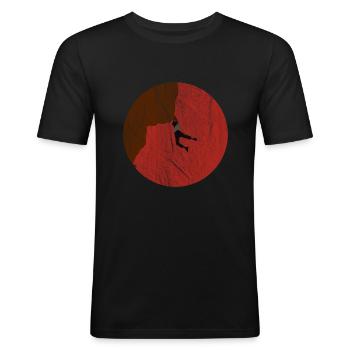 Beim Klettern am Felsen - Männer Slim Fit T-Shirt - Schwarz - Vorne - Nik (191cm)