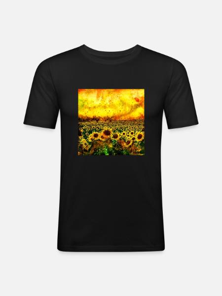abstract sunflowers wsstd - Men's Slim Fit T-Shirt - black
