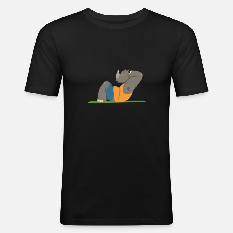 Trainierendes Nashorn. - Männer Slim Fit T-Shirt - Schwarz