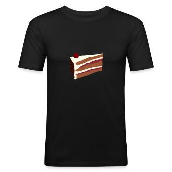 Schwarzwälder Kirschtorte T-Shirt - Männer Slim Fit T-Shirt - Schwarz - Vorne - Nik (191cm)
