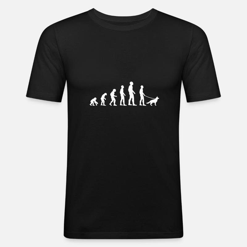 Hunde Evolution - Männer Slim Fit T-Shirt - Schwarz