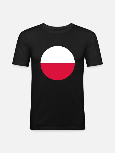 Circle Polish Flag Gift Polska - Men's Slim Fit T-Shirt - black