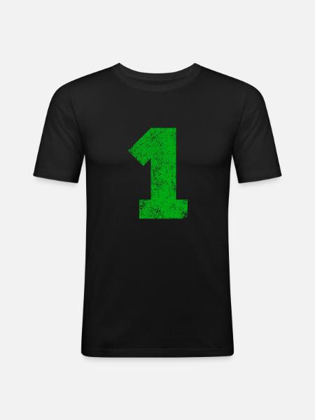 Number 1 - One - Texture - Men's Slim Fit T-Shirt - black