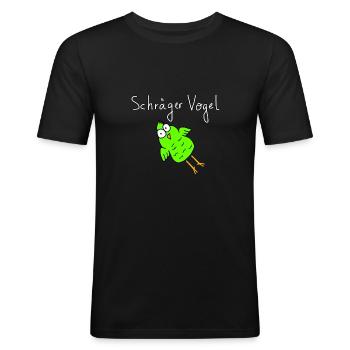 Schräger Vogel lustige Sprüche - Männer Slim Fit T-Shirt - Schwarz - Vorne - Nik (191cm)