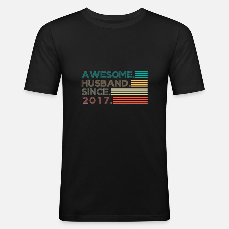 Awesome Husband since 2017 Geschenk - Männer Slim Fit T-Shirt - Schwarz