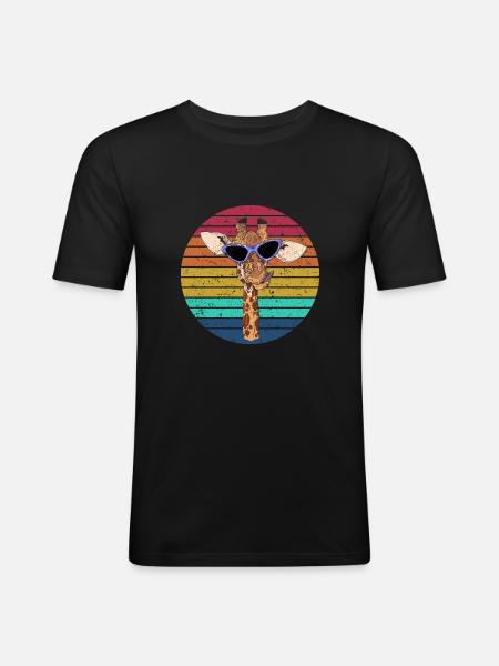 Cool giraffe with sunglasses - Men's Slim Fit T-Shirt - black