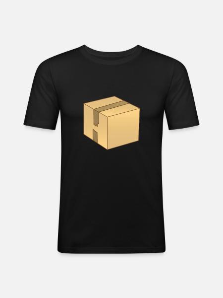 Simple brown Cardboard box - Men's Slim Fit T-Shirt - black