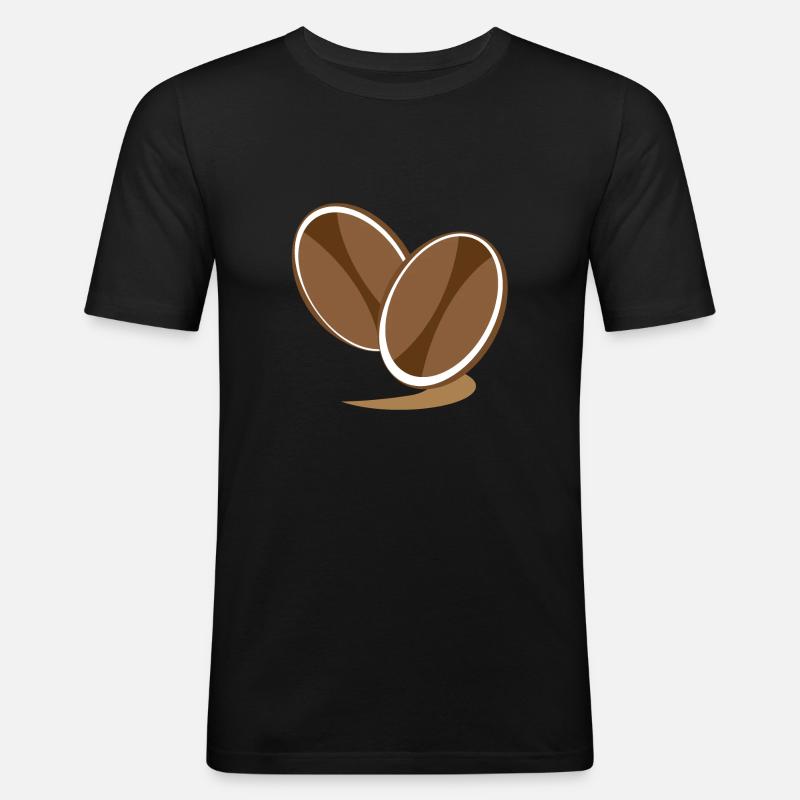 Kaffeetasse Bohnen - Männer Slim Fit T-Shirt - Schwarz