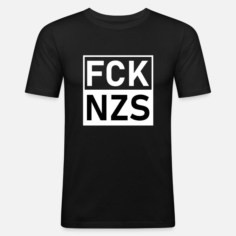Fck Afd Fck Nzs - Männer Slim Fit T-Shirt - Schwarz