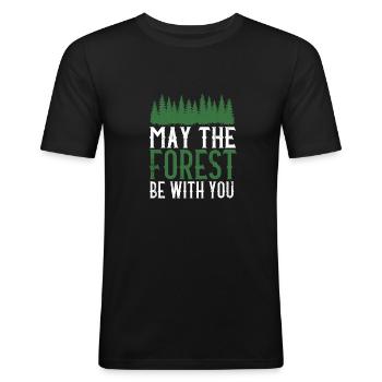 Forest Wars - Männer Slim Fit T-Shirt - Schwarz - Vorne - Nik (191cm)